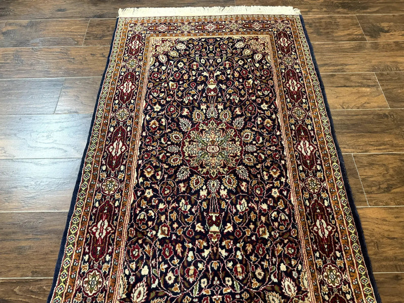 Indo Kashmiri Rug 3x5, Navy Blue, Very Fine 400 KPSI, Pair A by Jewel Rugs