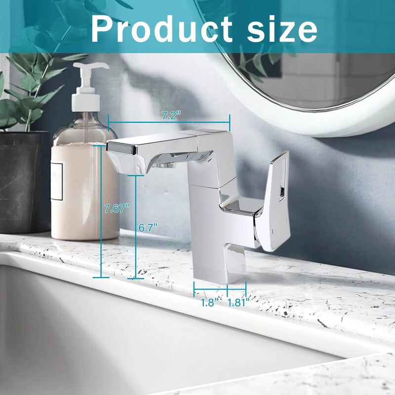 Modern Smart LED Bathroom Faucet With Temperature Digital Display And Pull Down Sprayer by HouseOfZazla