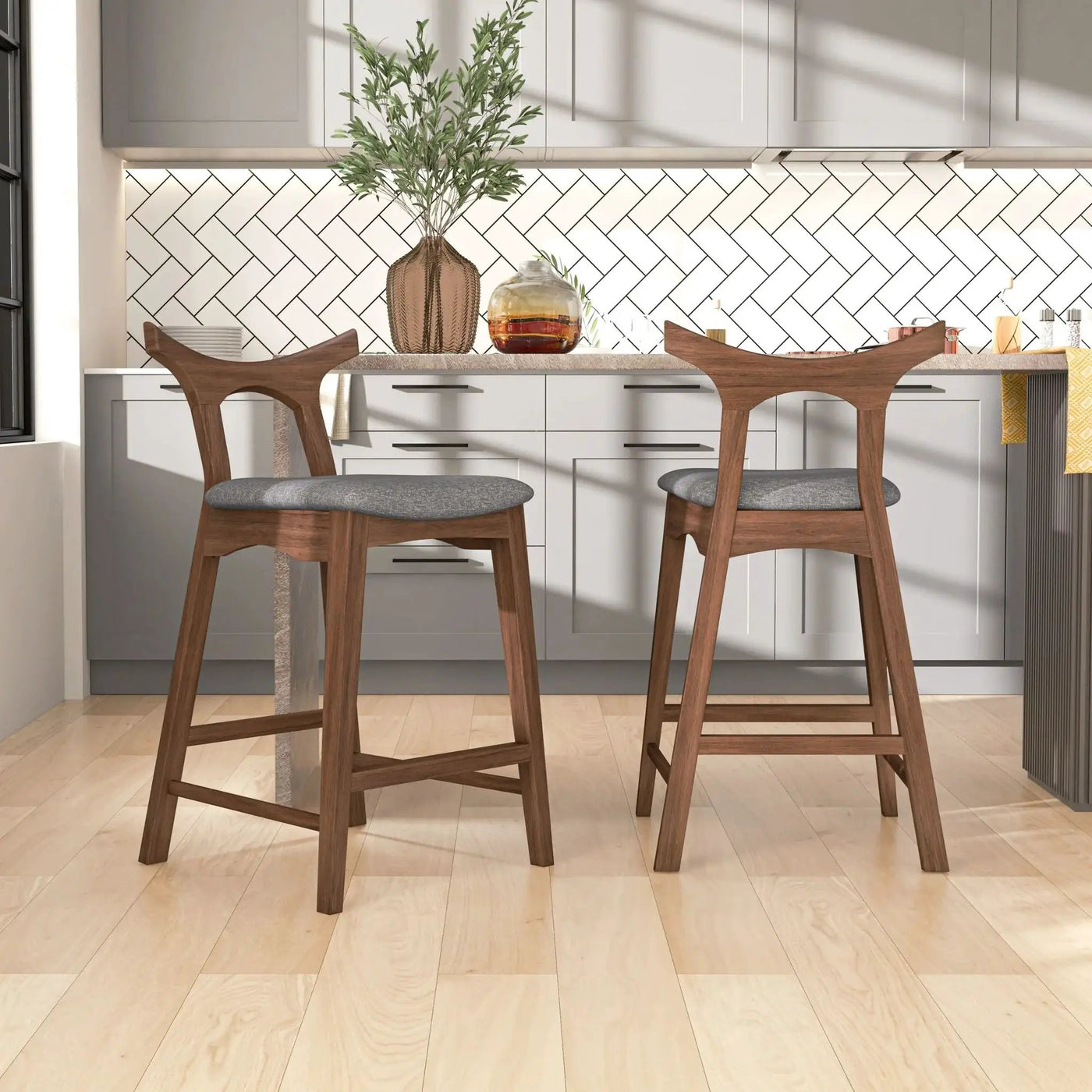 Hester - Upholstered, Square Bar Chair (Set of 2) by HouseOfZazla