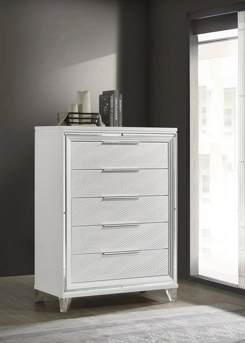 Marmore 5-drawer Bedroom Chest of Drawers White by Unique Piece Furniture