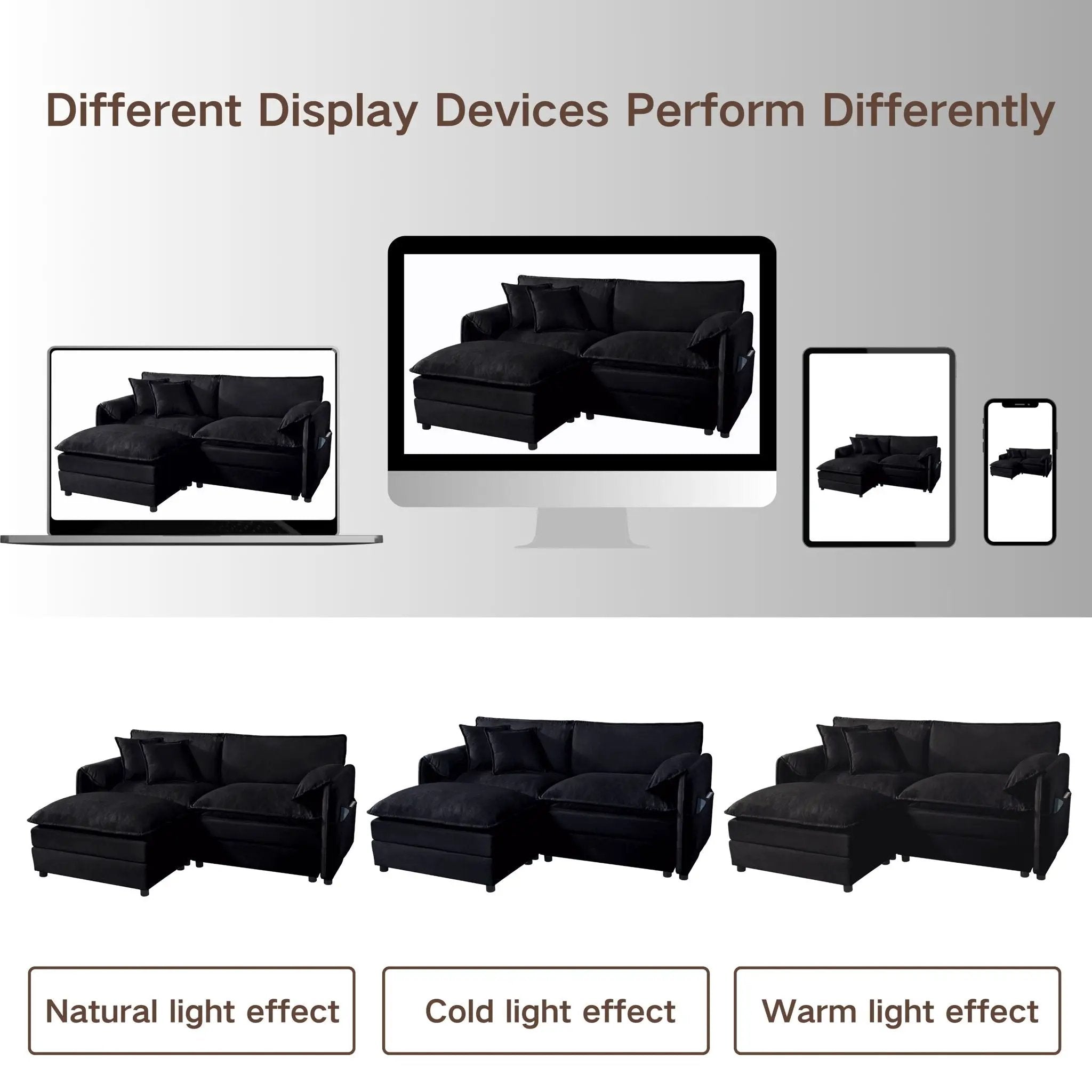 Modern Comfy Deep Seat Modular Sectional Sofa Cloud Couch With Ottoman