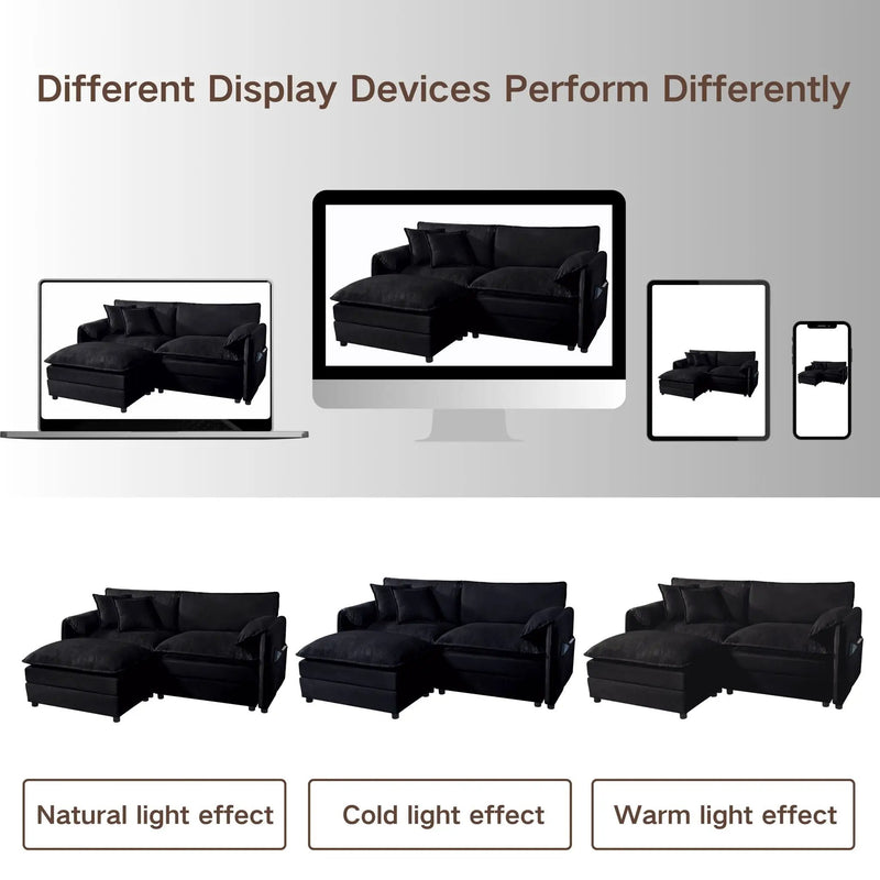Modern Comfy Deep Seat Modular Sectional Sofa Cloud Couch With Ottoman