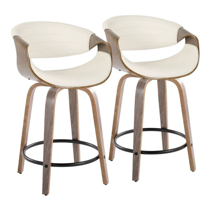 Symphony - Mid Century Modern Fixed Height Counter Stool With Swivel And Round Footrest (Set of 2) by HouseOfZazla