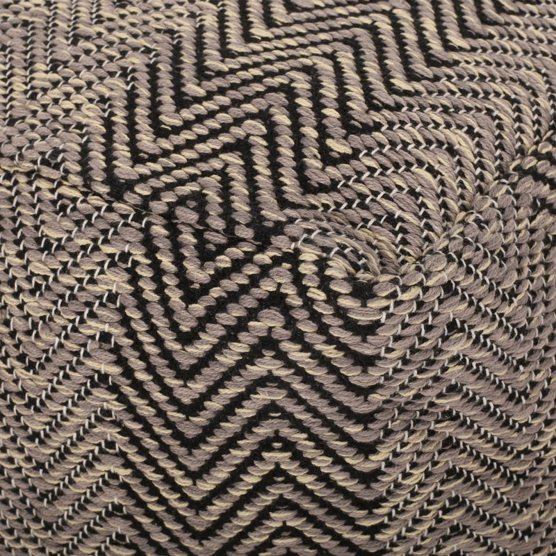 Barracuda - Handcrafted Cotton Pouf With Chevron Pattern - Brown / Beige