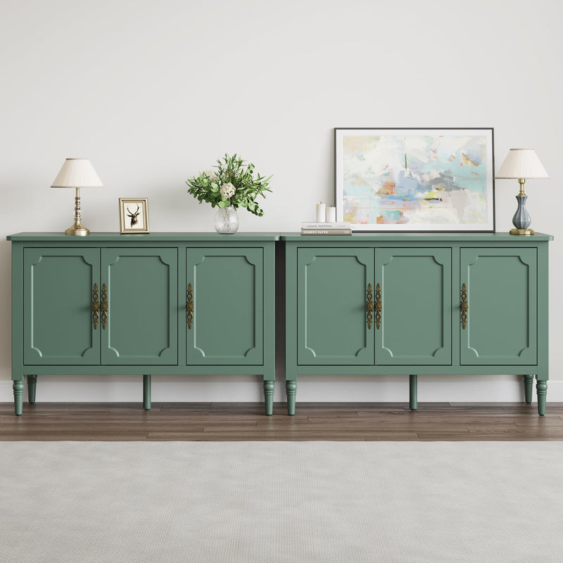 Mid-Century 3-Door Buffet Cabinet with Adjustable Storage - Natural Wood Finish, photo 7 of 8