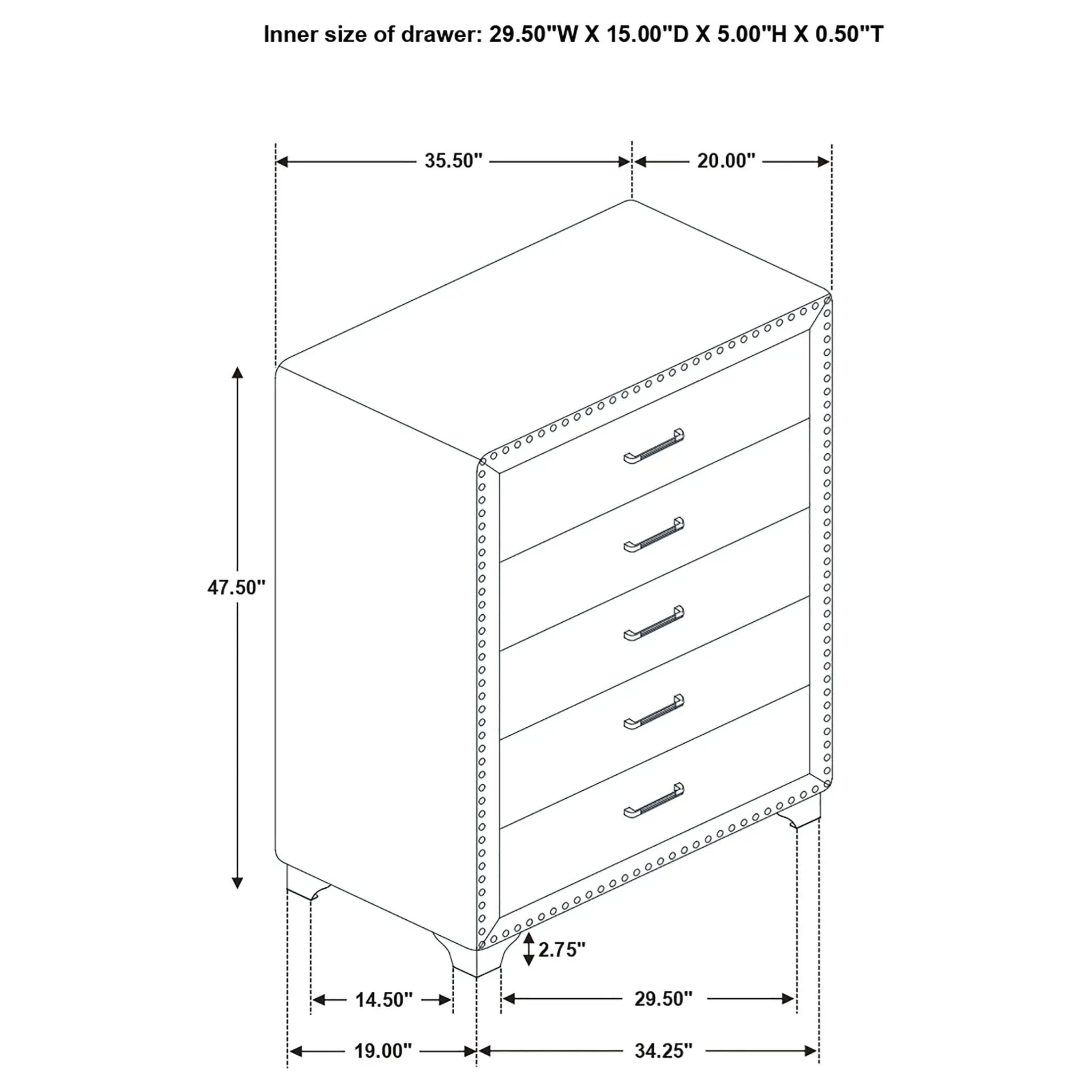 Melody 5-drawer Bedroom Chest Pacific Blue by Unique Piece Furniture
