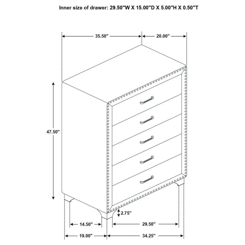 Melody 5-drawer Bedroom Chest Pacific Blue by Unique Piece Furniture