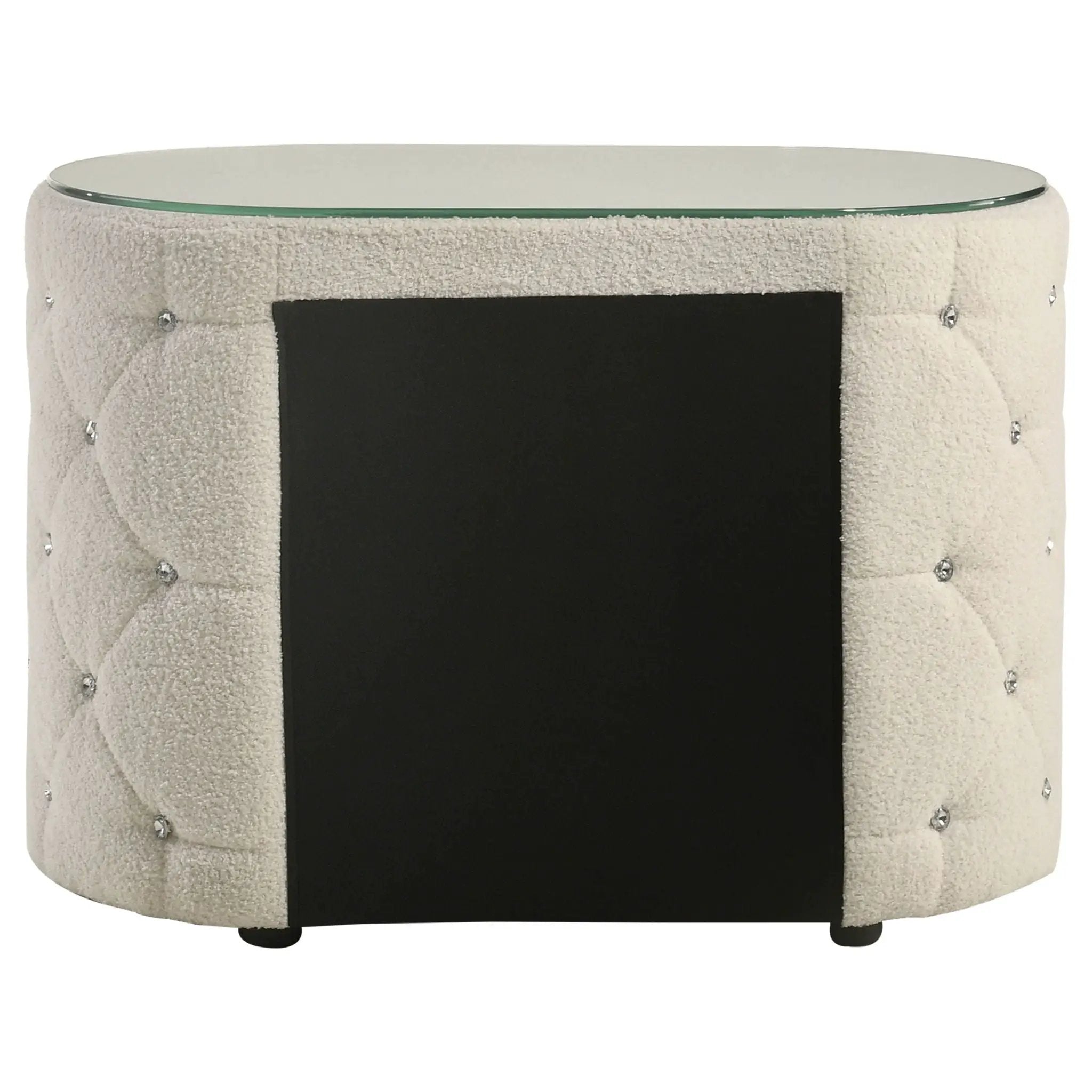 Santiago - Oval 2 Drawer Upholstered Nightstand - Ivory