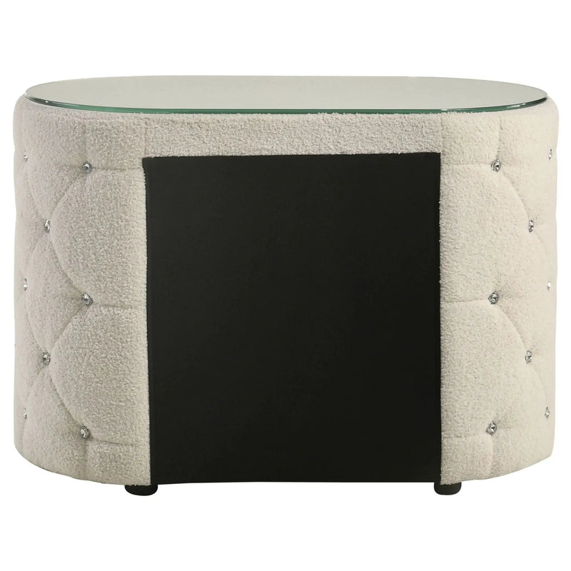 Santiago - Oval 2 Drawer Upholstered Nightstand - Ivory