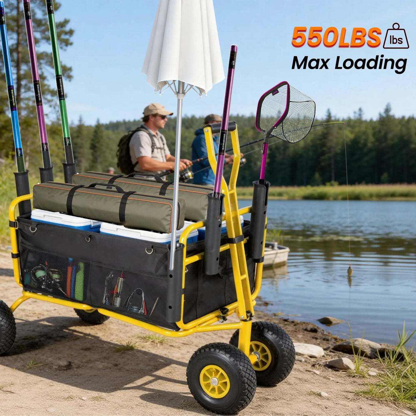 Fishing Cart Beach Cart Collapsible Wagon with 9.85'' All-Terrain Wheels by HouseOfZazla