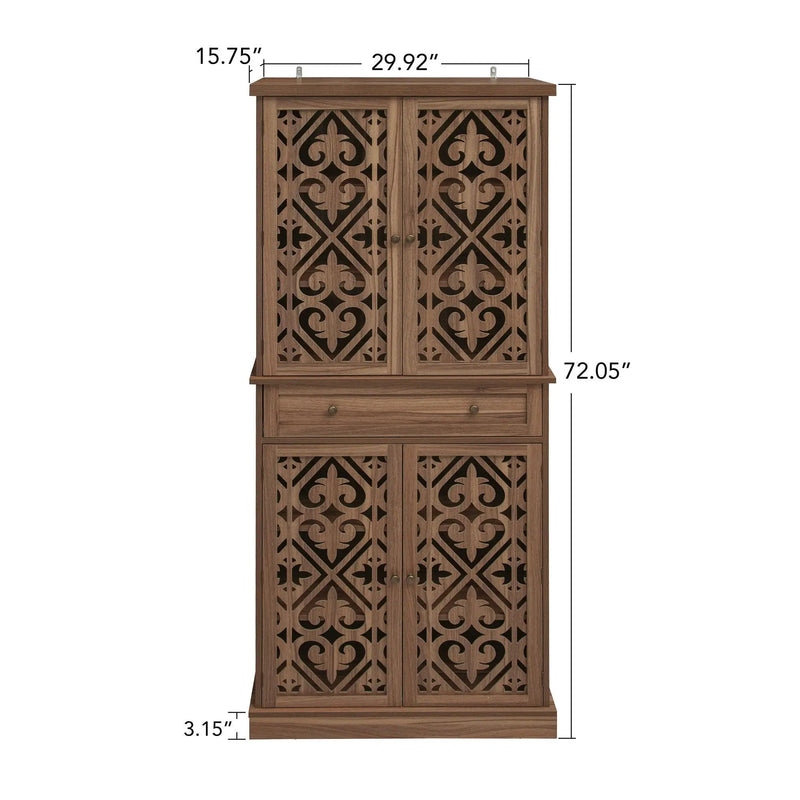 4 Door Cabinet With 1 Drawer, With 4 Adjustable Inner Shelves, Storage Cabinet by Unique Piece Furniture