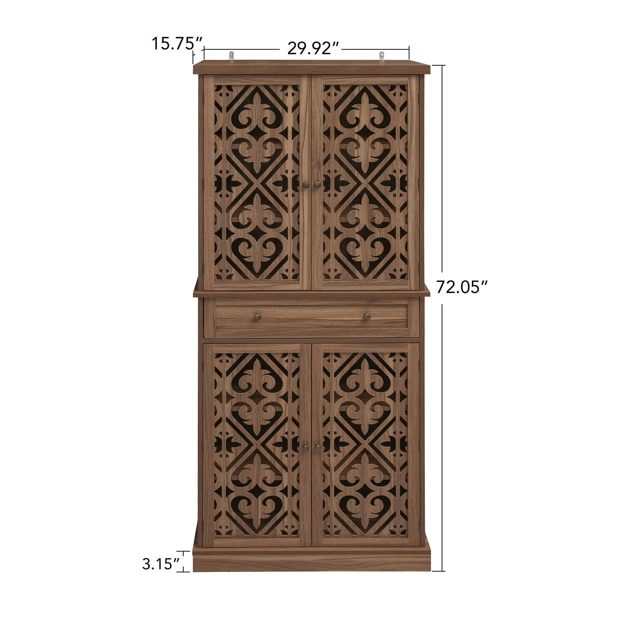 4 Door Cabinet With 1 Drawer, With 4 Adjustable Inner Shelves, Storage Cabinet by HouseOfZazla