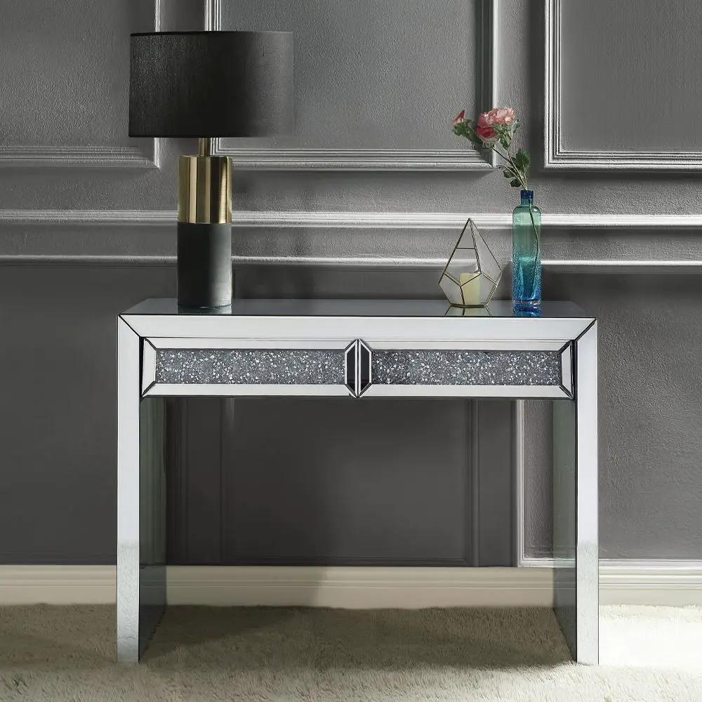 Noralie - Console Table Faux Diamonds - Mirrored by Unique Piece Furniture