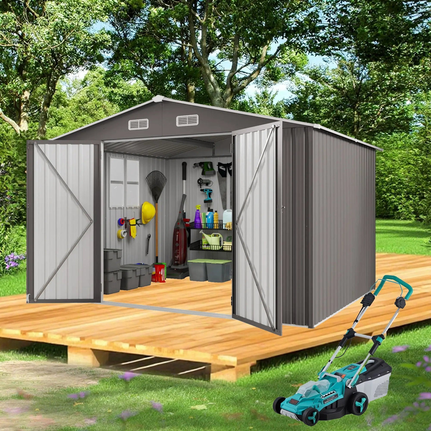 Large Outdoor Storage Shed With Lockable Door, Air Vent by HouseOfZazla