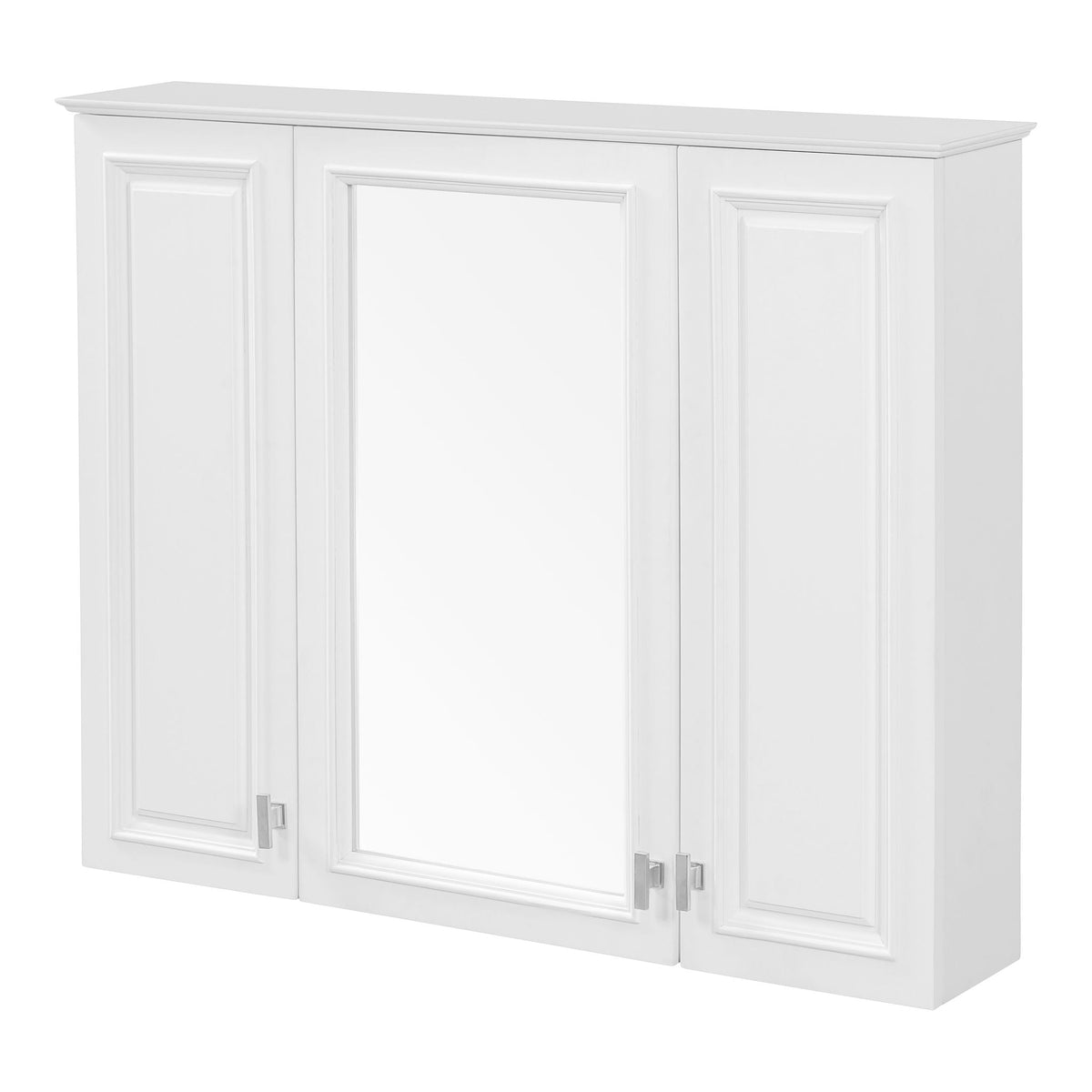 White Wall Mounted Mirror Cabinet with 5 Adjustable Shelves - Bathroom Storage