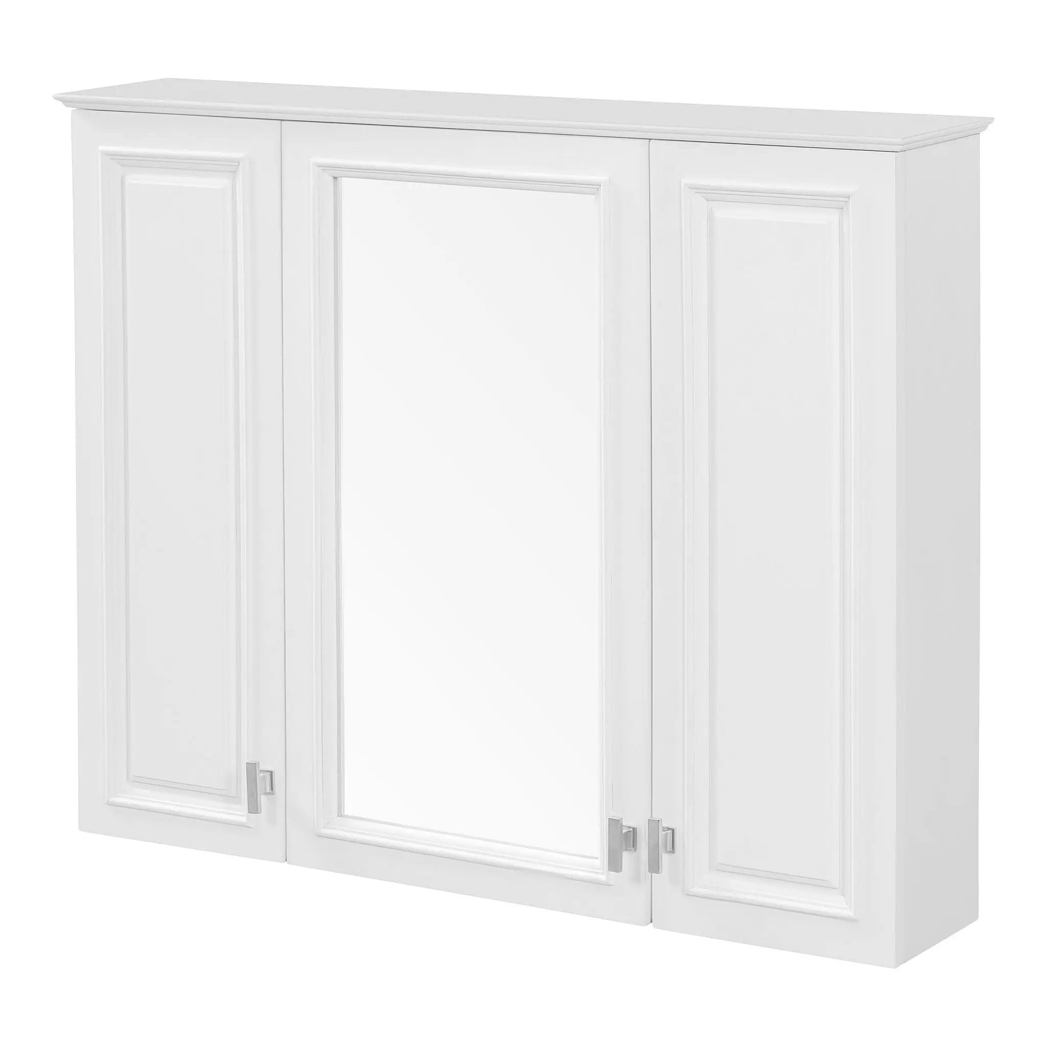Wall Mounted Mirror Cabinet With 5 Adjustable Shelves, Rectangular Storage For Bathroom - White by HouseOfZazla