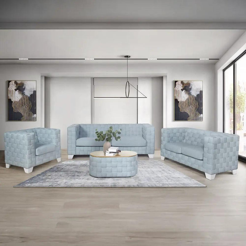 Saree - Loveseat - Light Teal Chenille & White by Unique Piece Furniture