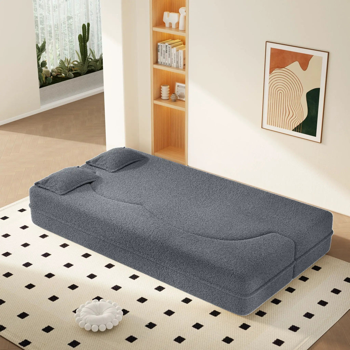 Modern Floor Sofa With 2 Pillows, Twin Size For Living Room by HouseOfZazla