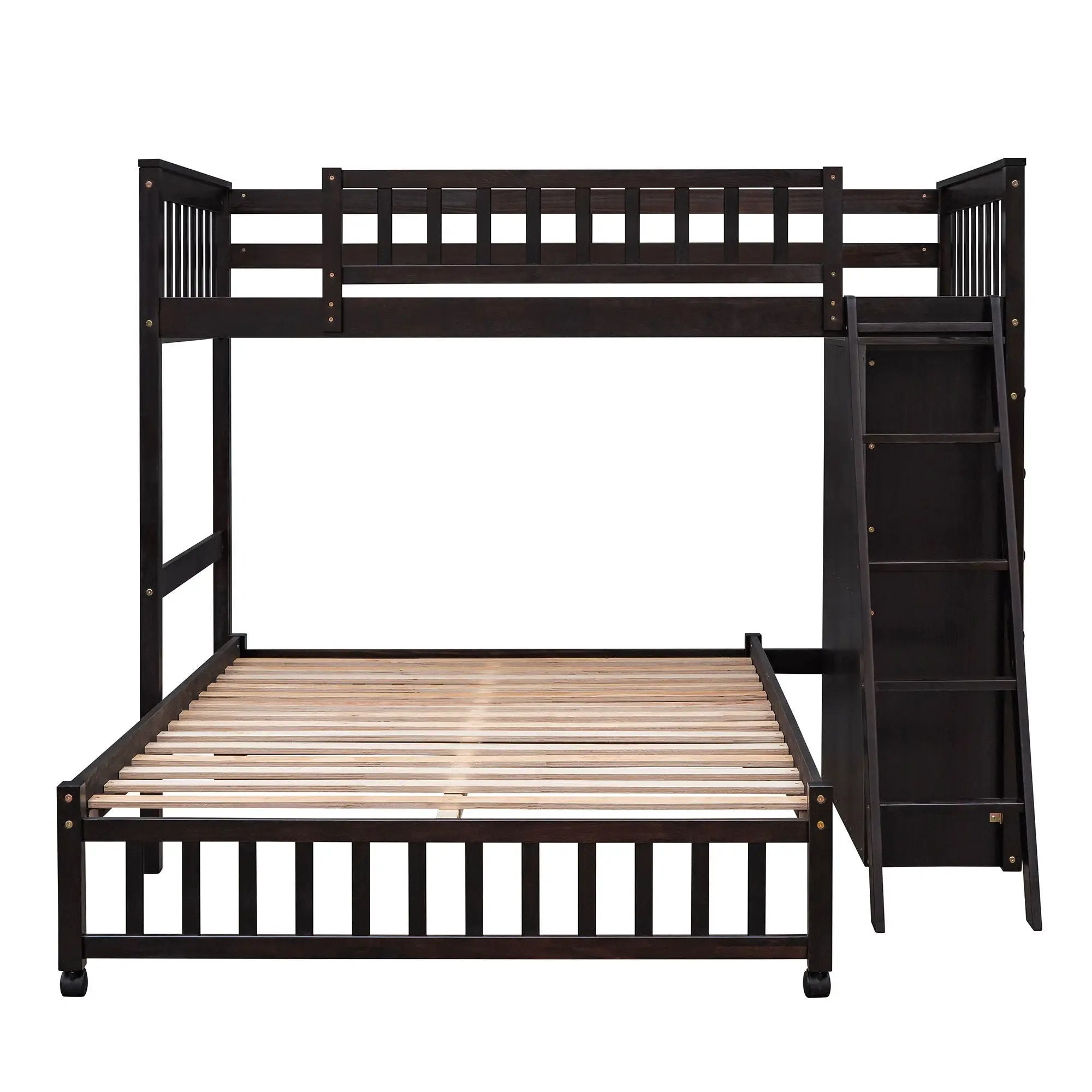 Bunk Bed With 6 Drawers And Flexible Shelves, Bottom Bed With Wheels by Unique Piece Furniture