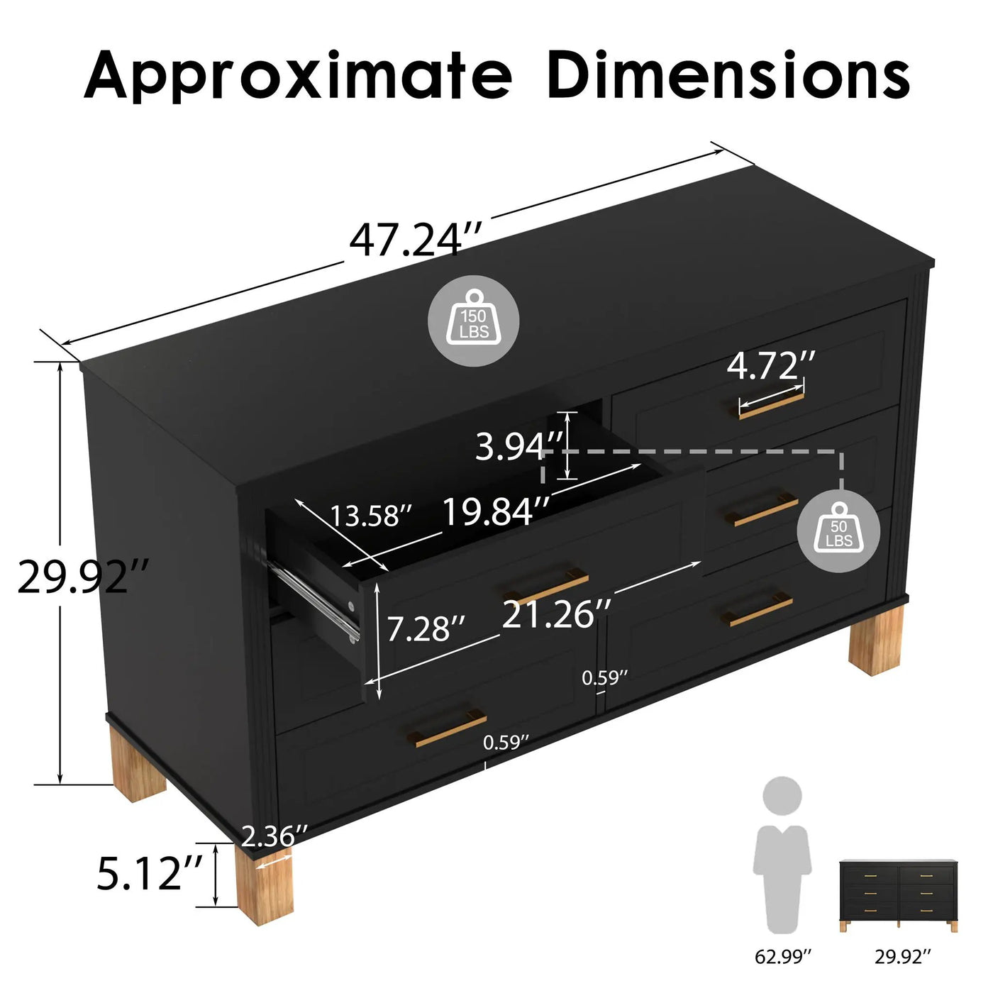6 Drawer Double Dresser by HouseOfZazla