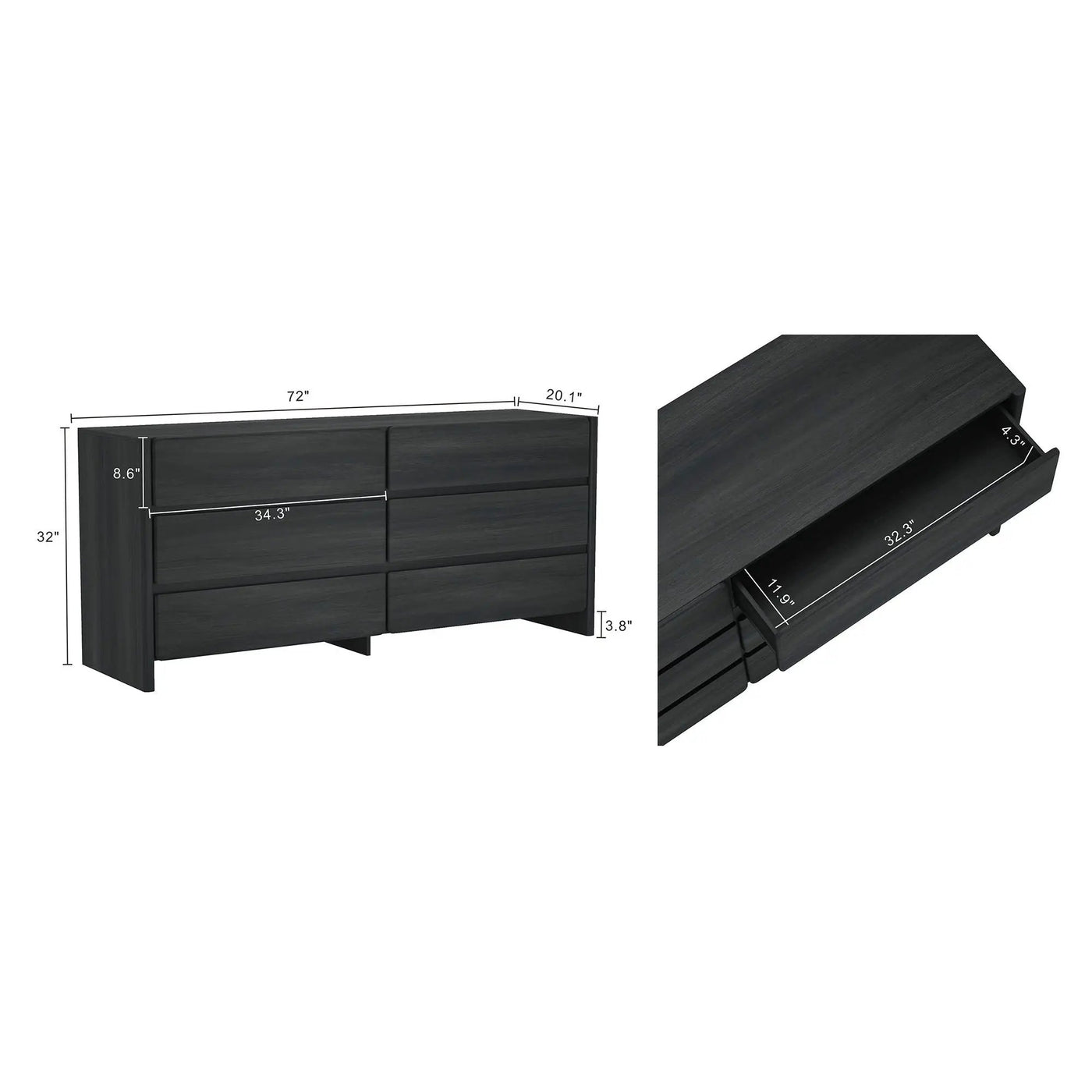 Linda - Double Wide Dresser With 6 Drawers by HouseOfZazla