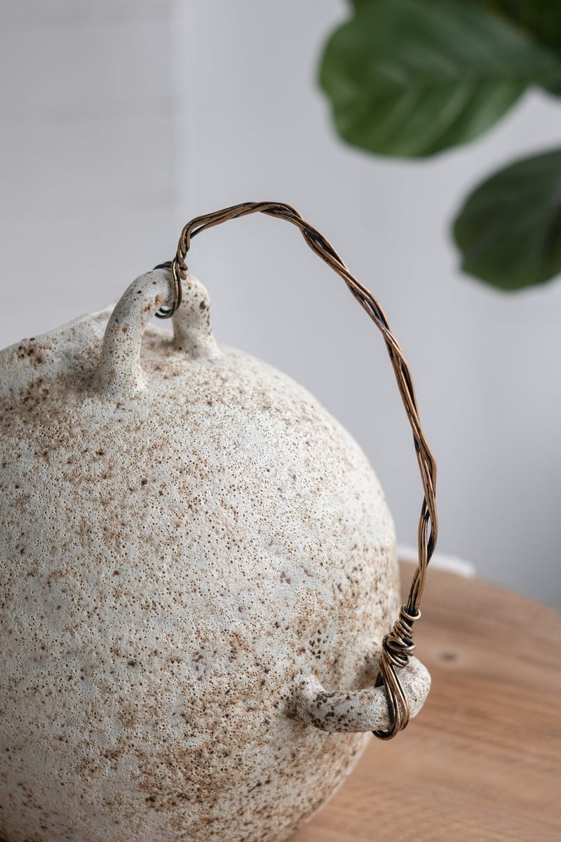 9.8x8.3x10.3" Hand-Pulled Decorative Ceramic Jug with Worn Finish by HouseOfZazla
