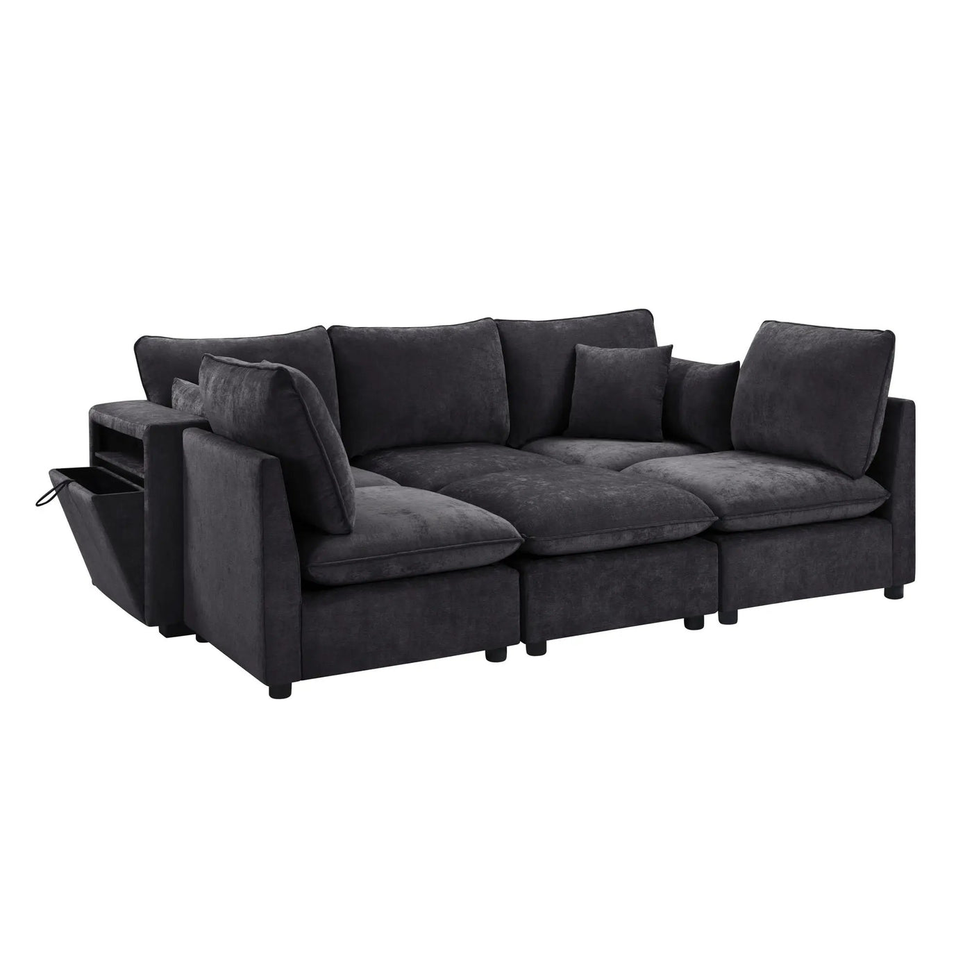 Modern Sectional Sofa U-Shaped With Movable Ottoman Storage Armrests And USB Ports by Unique Piece Furniture