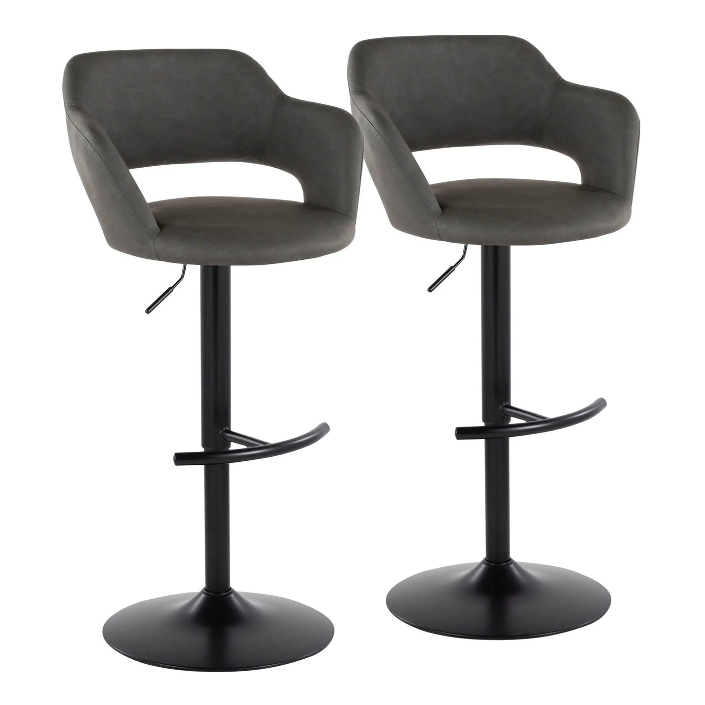 Margarite - Contemporary Adjustable Barstool With Swivel With Rounded T Footrest (Set of 2) by HouseOfZazla