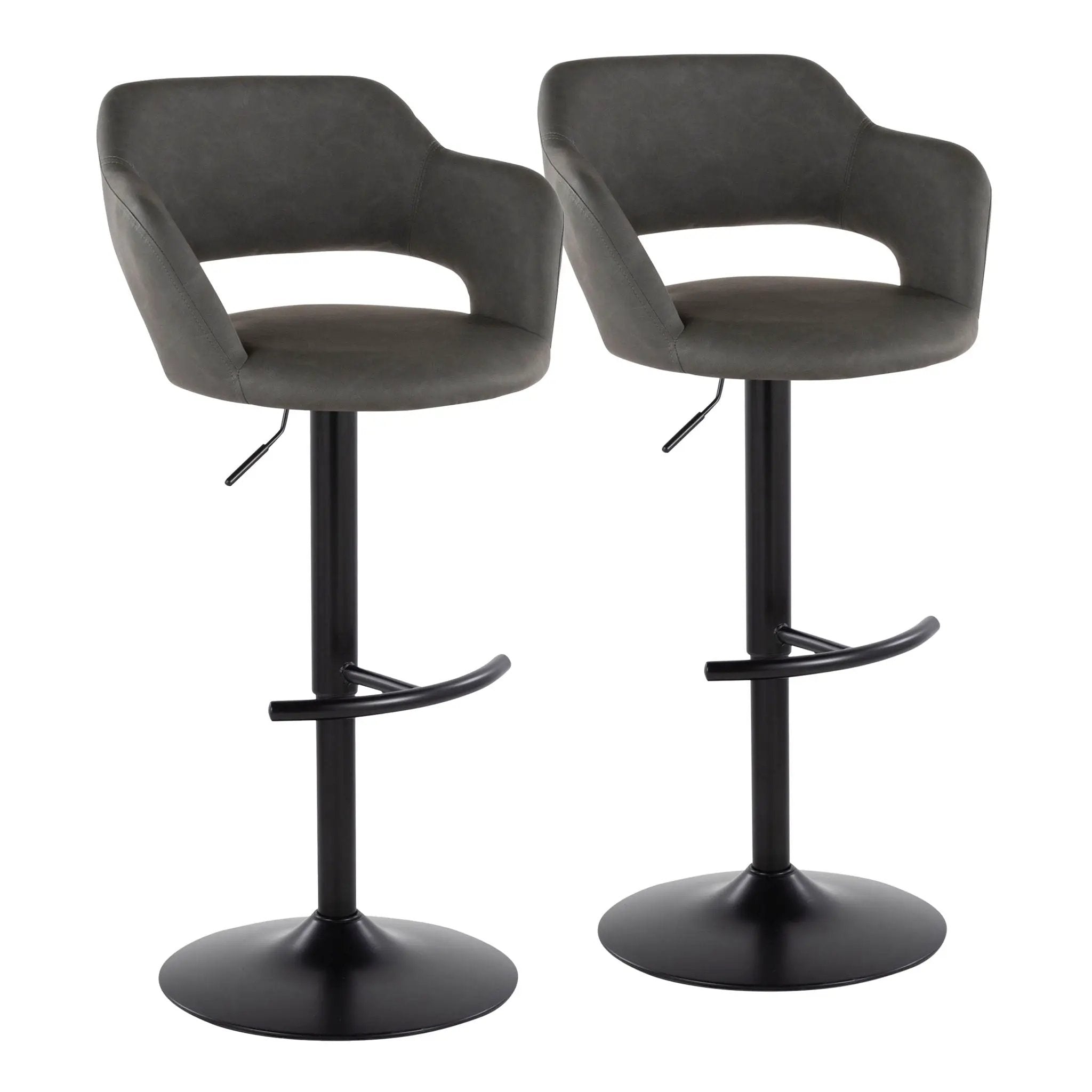 Margarite - Contemporary Adjustable Barstool With Swivel With Rounded T Footrest (Set of 2) by Unique Piece Furniture