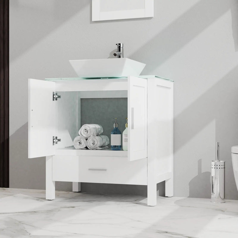 Bathroom Vanity And Sink Combo Glass Top Cabinet With Mirror by Unique Piece Furniture