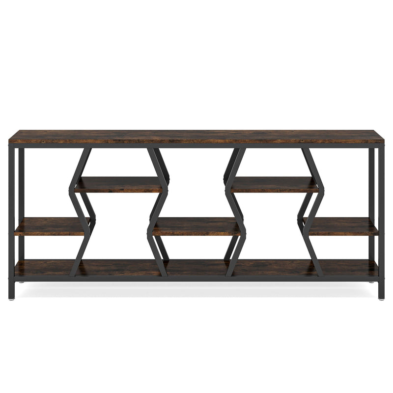 Tribesigns - Extra Long Narrow Sofa Console Table With 4 Tier Storage Shelves - Rustic Brown
