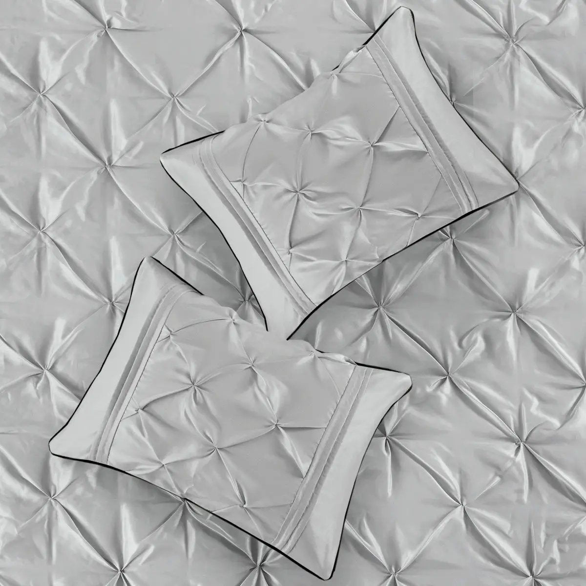 7 Piece Tufted Comforter Set Grey King by HouseOfZazla