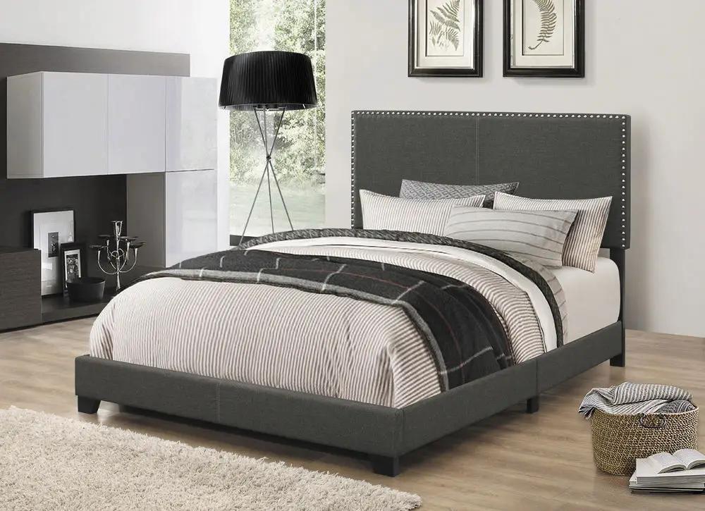 Boyd Upholstered California King Panel Bed Charcoal by Unique Piece Furniture