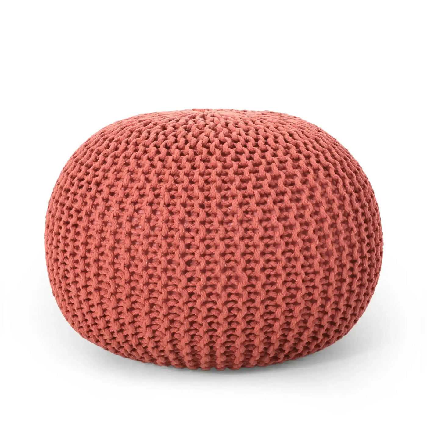 Bordeaux Knitted Cotton Round Pouf Ottoman Floor Cushion by HouseOfZazla