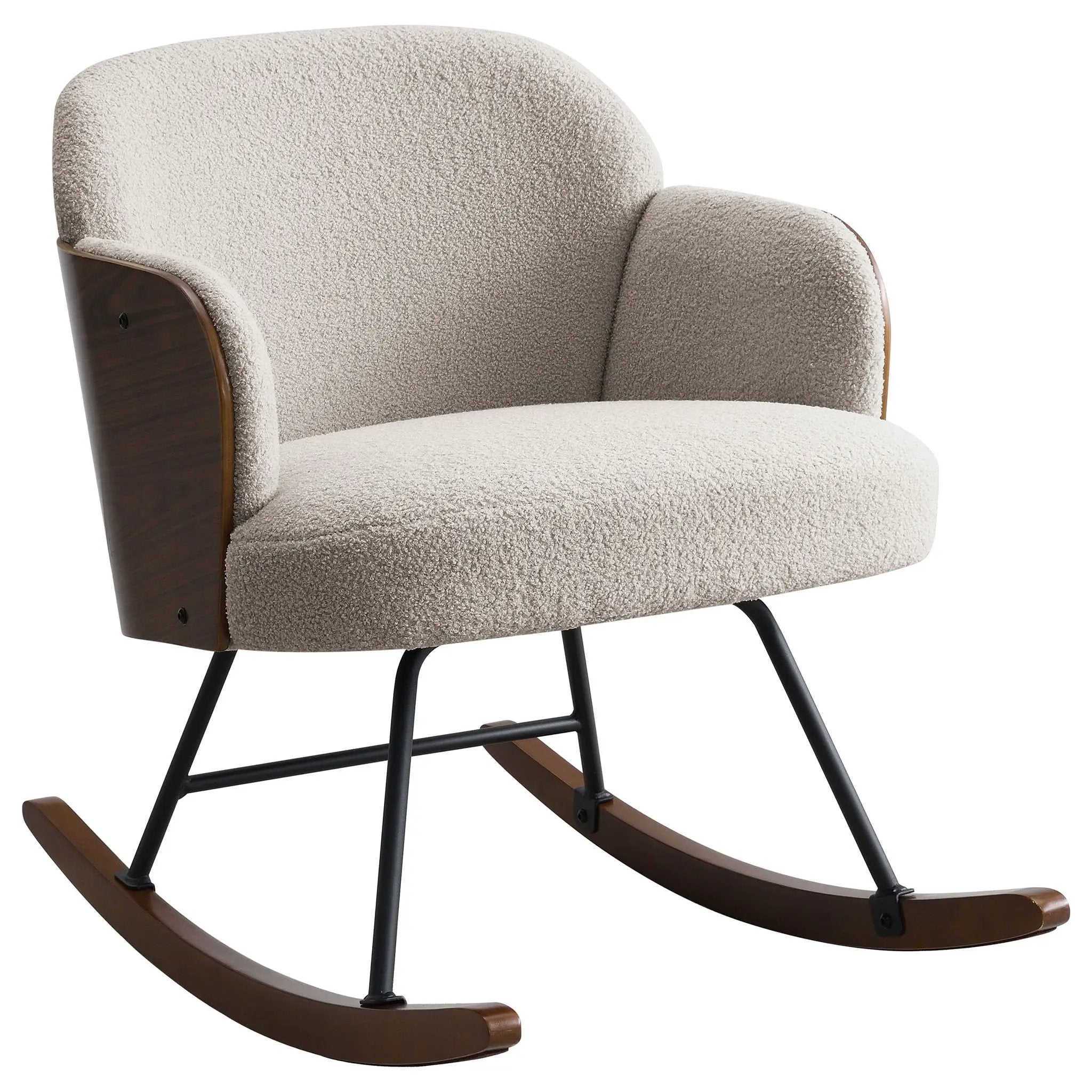 Paige Boucle Upholstered Mid Back Rocking Chair Beige by Unique Piece Furniture