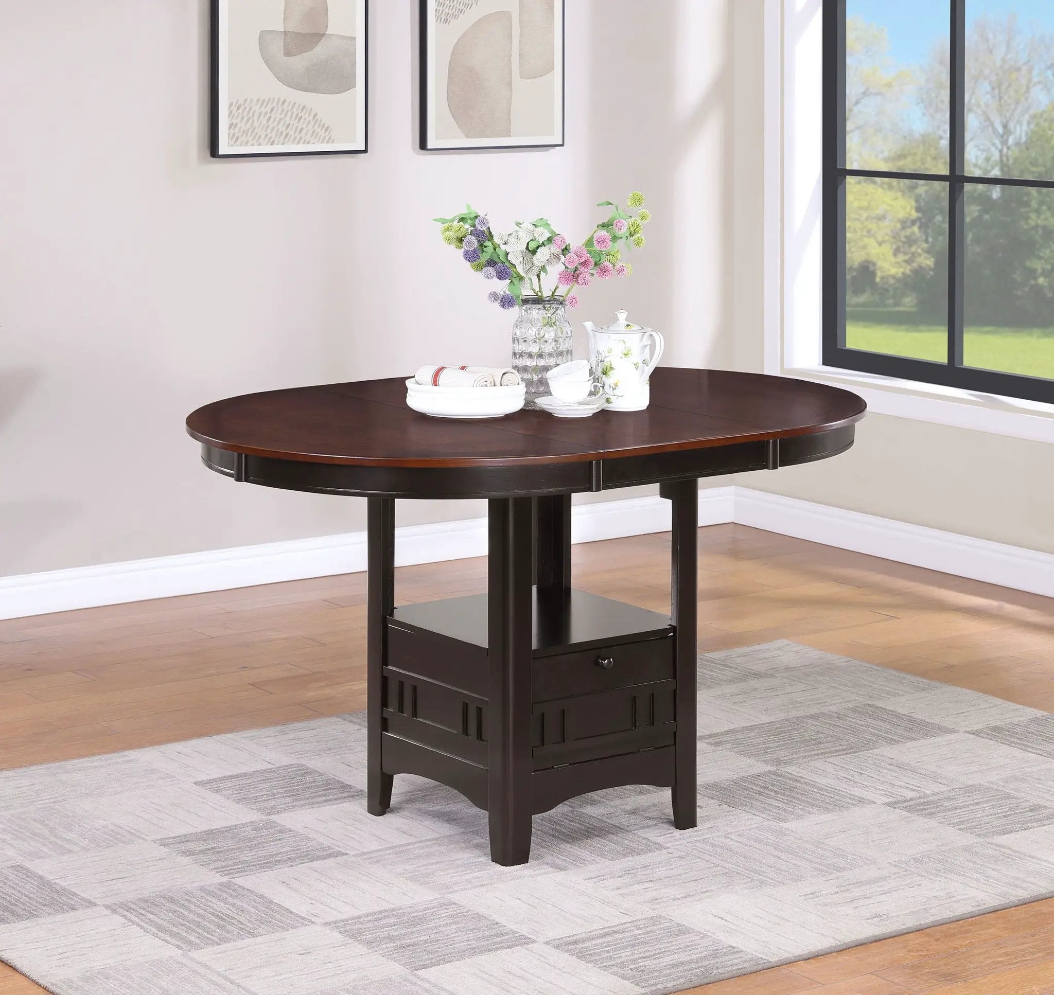 Lavon Oval 60-inch Counter Height Extension Dining Table Chestnut by Unique Piece Furniture