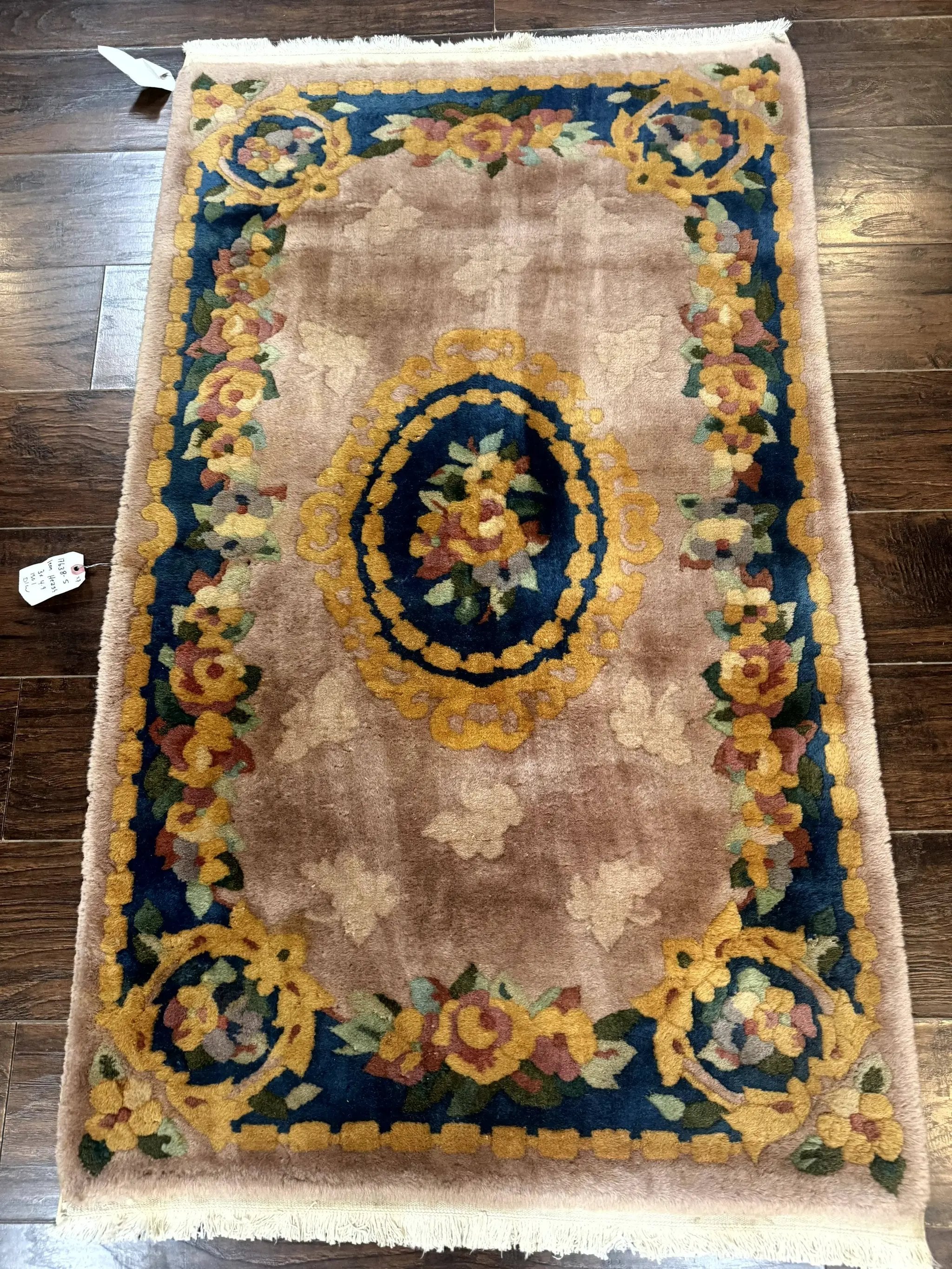 Chinese Wool Rug 3x5, Vintage 90 Line Carpet, Small Art Deco Rug by Jewel Rugs
