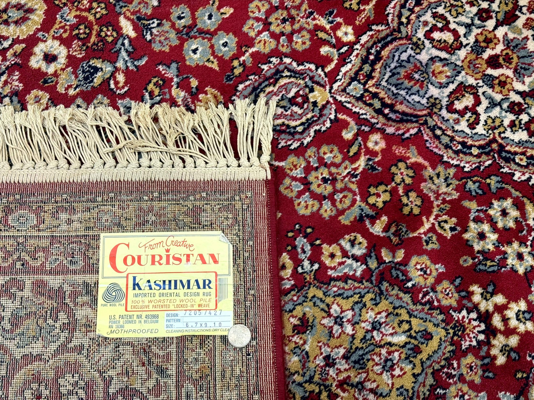 Persian Wool Rug 7x10, Couristan Carpet, Belgium Power Loomed Rug, Red, Floral, Traditional by Jewel Rugs