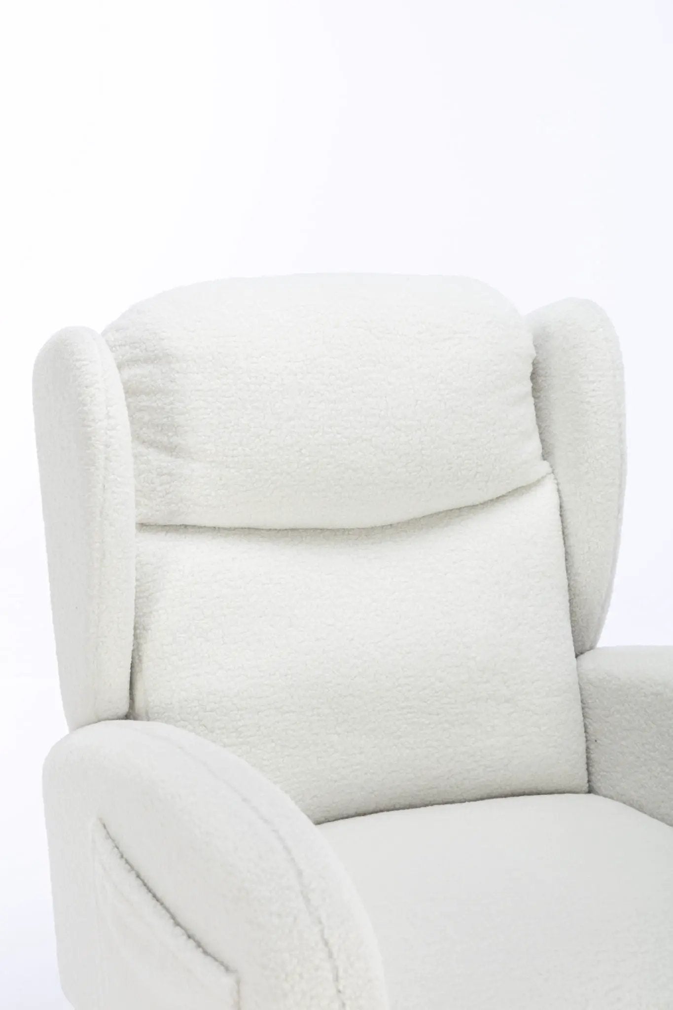 Teddy Fabric Rocking Chair With Packet Wood Legs - Ivory by HouseOfZazla