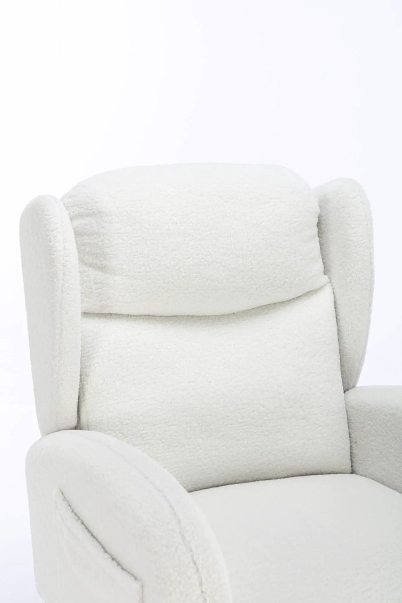 Teddy Fabric Rocking Chair With Packet Wood Legs - Ivory by HouseOfZazla