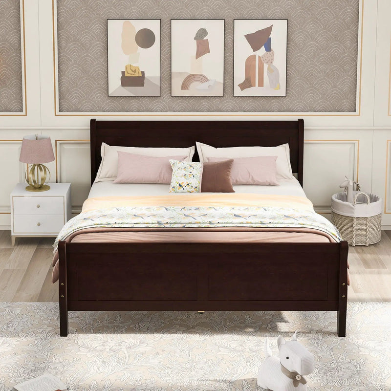 Platform Bed Frame Mattress Foundation Sleigh Bed With Headboard / Footboard / Wood Slat Suppor by HouseOfZazla