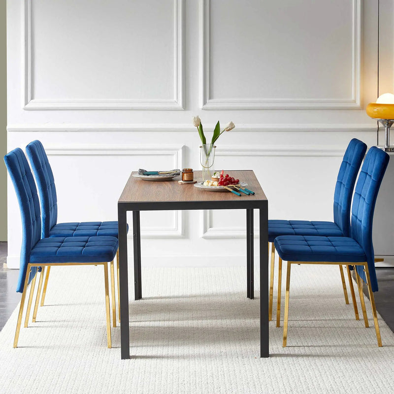 5 Pieces Dining Set Including High Back Color Legs Nordic Dining Chair & Creative Design Dining Table by HouseOfZazla