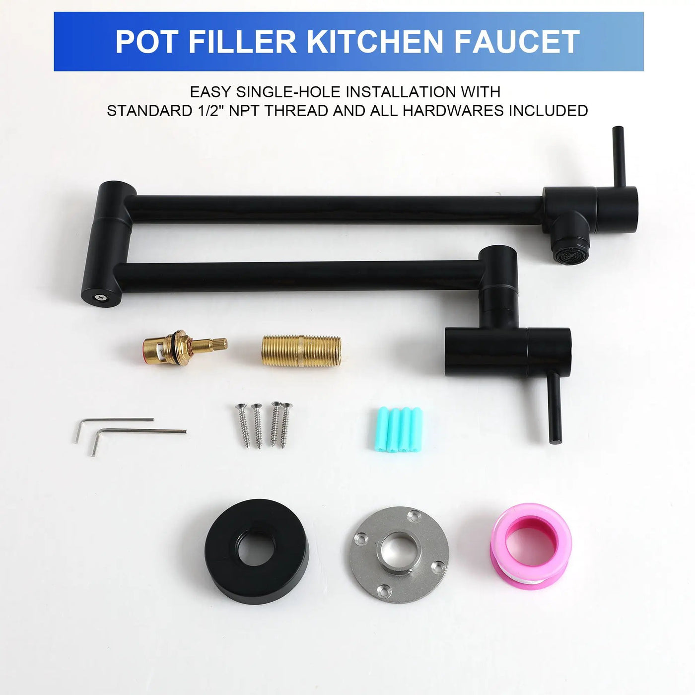 Modern Design Pot Filler Faucet Wall Mount Kitchen Sink, Folding Stretchable by HouseOfZazla