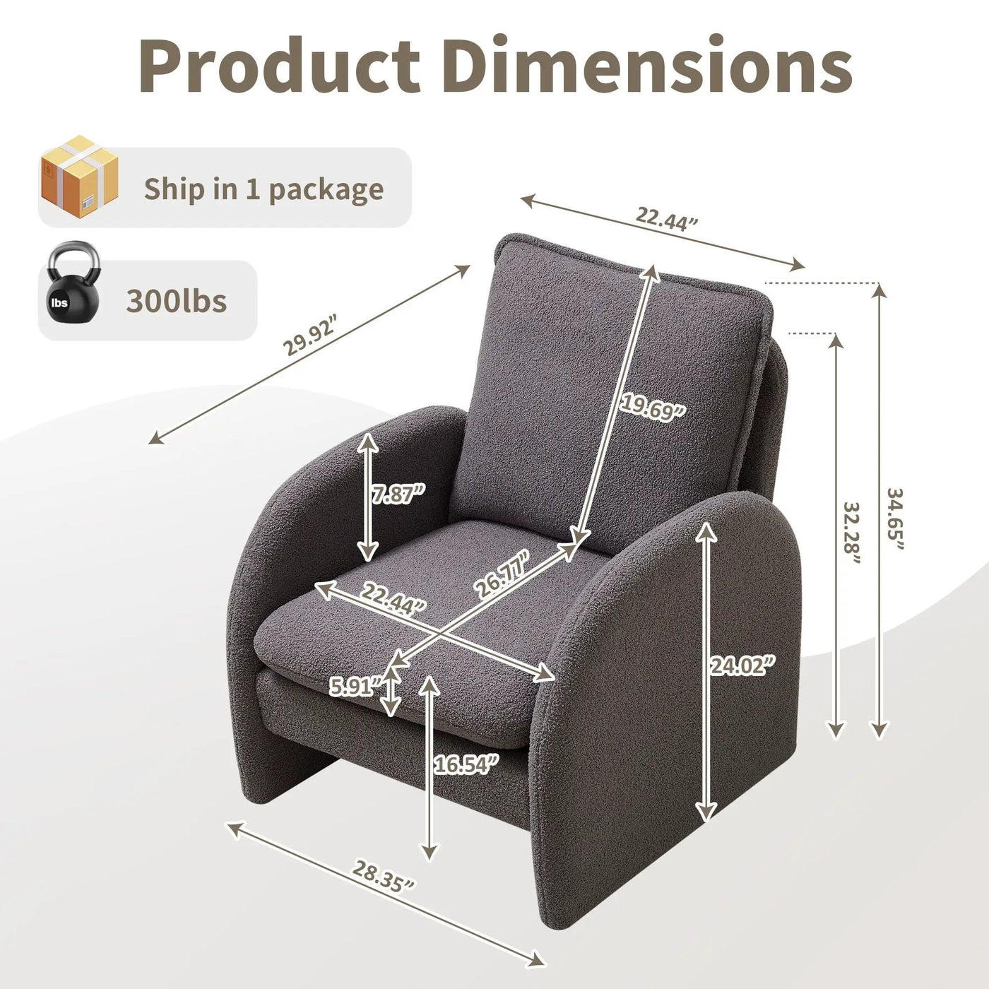 Modern Sherpa Upholstered Accent Chair, Comfortable Living Room Armchair, Lounge Chair For Bedroom, And Office by Unique Piece Furniture