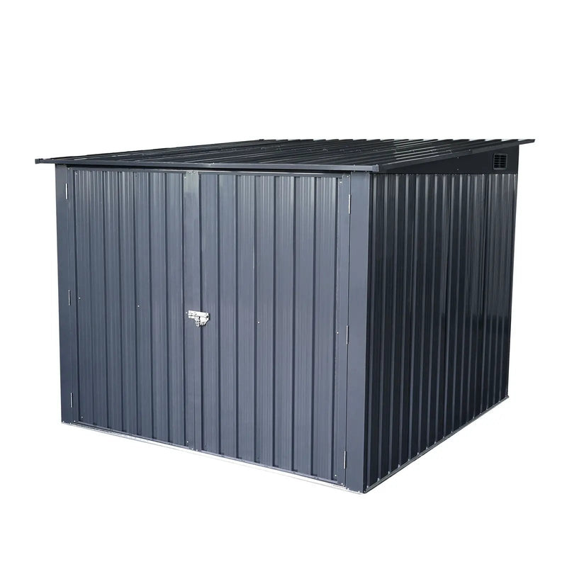 Outdoor Steel Storage Shed For Bicycle With Slope Roof And 4 Bike Tracks - Black by HouseOfZazla