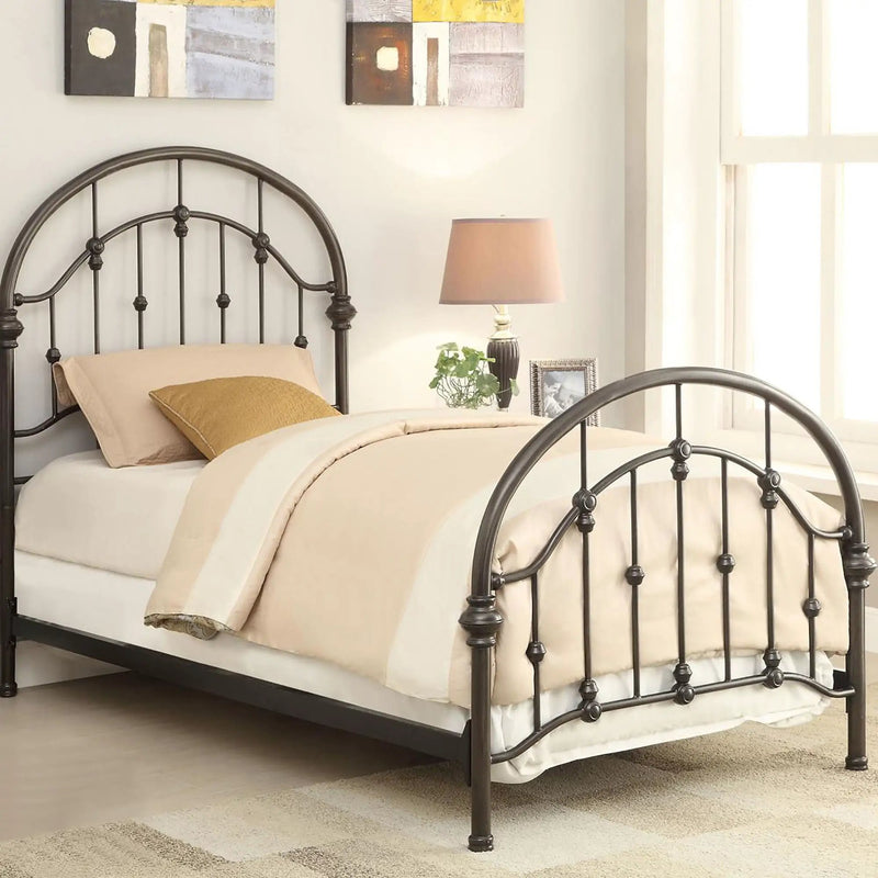 Twin Bed With Curved Headboard And Footboard - Bronze by HouseOfZazla