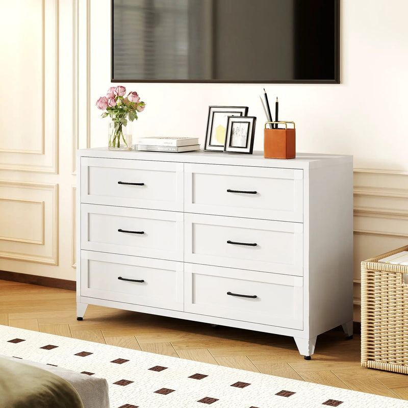6 Drawer Dresser for Bedroom, Modern Metal Storage Chest by HouseOfZazla