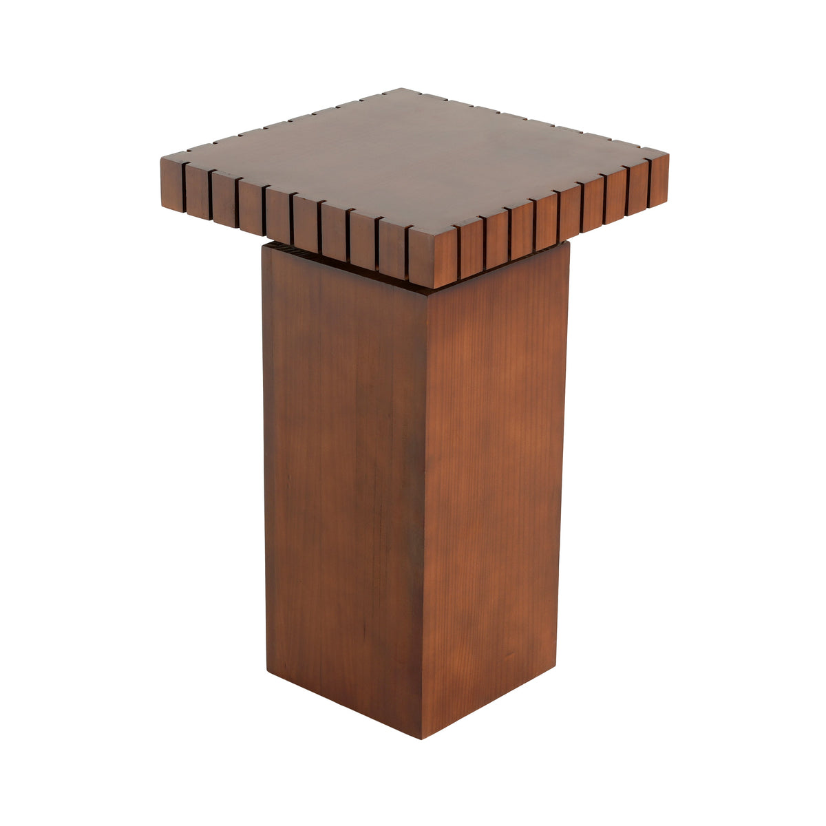 Walnut Wood Square End Table with Pedestal Base - Walnut, photo 4 of 10