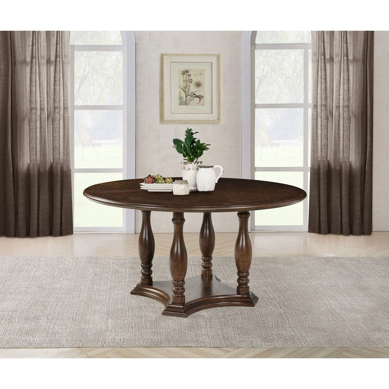 Claire - Round Pedestal Dining Table - Brown by HouseOfZazla