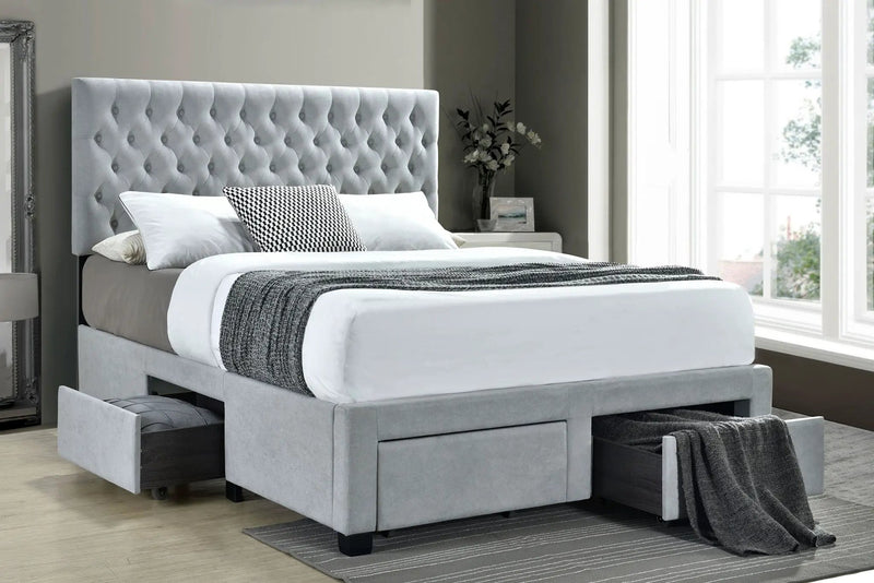 Soledad Upholstered Full Storage Panel Bed Light Grey by Unique Piece Furniture